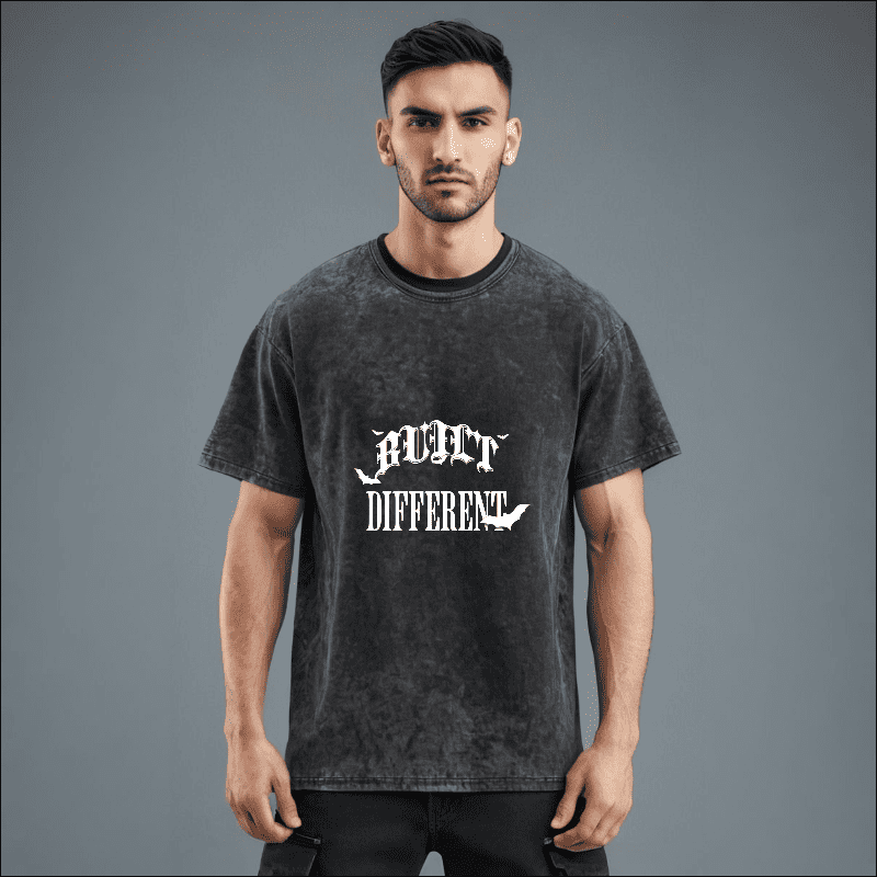 BUILT DIFFERENT - ACID WASH OVERSIZED TRE